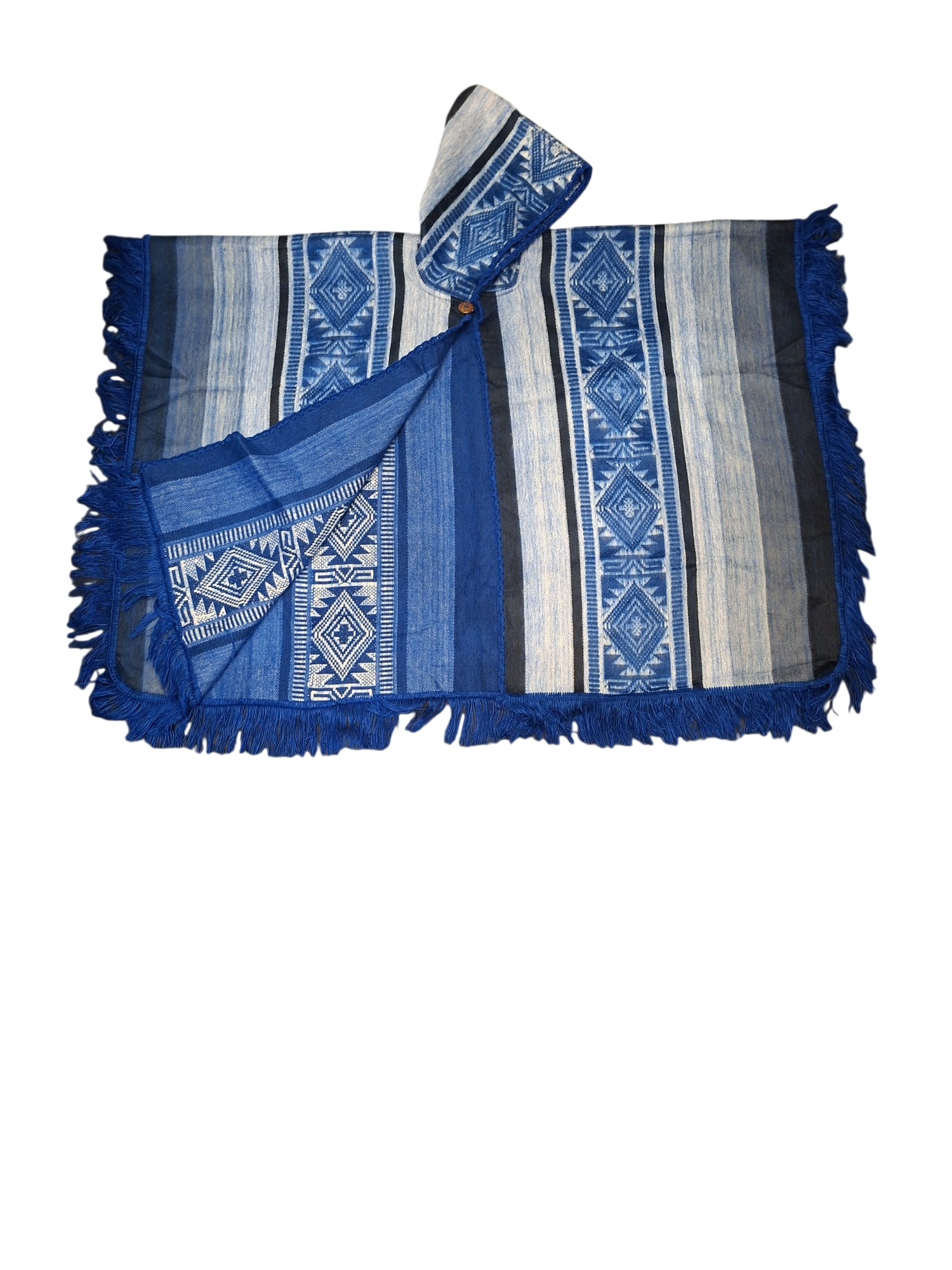 Baby Alpaca Geometric Blue, White