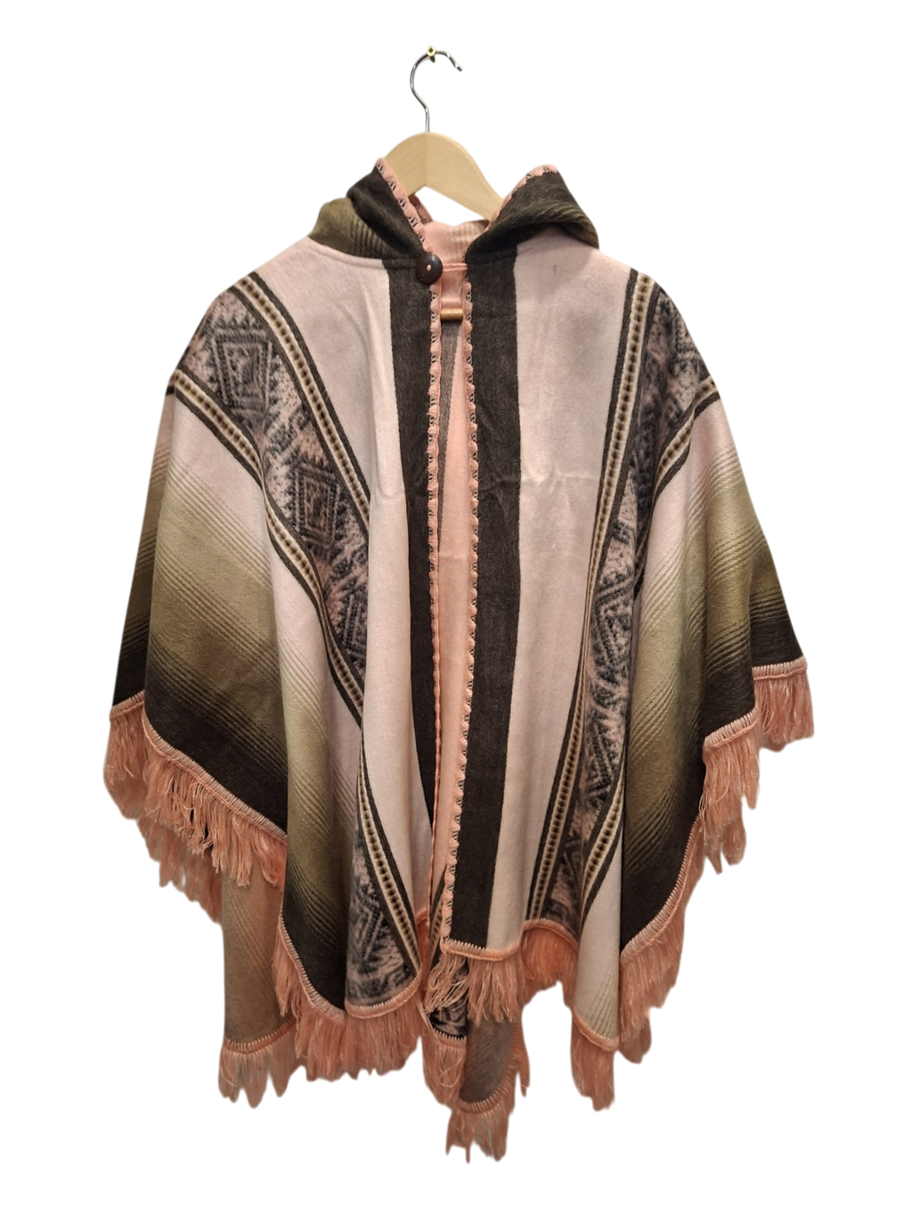 Baby alpaca hood brown white pink