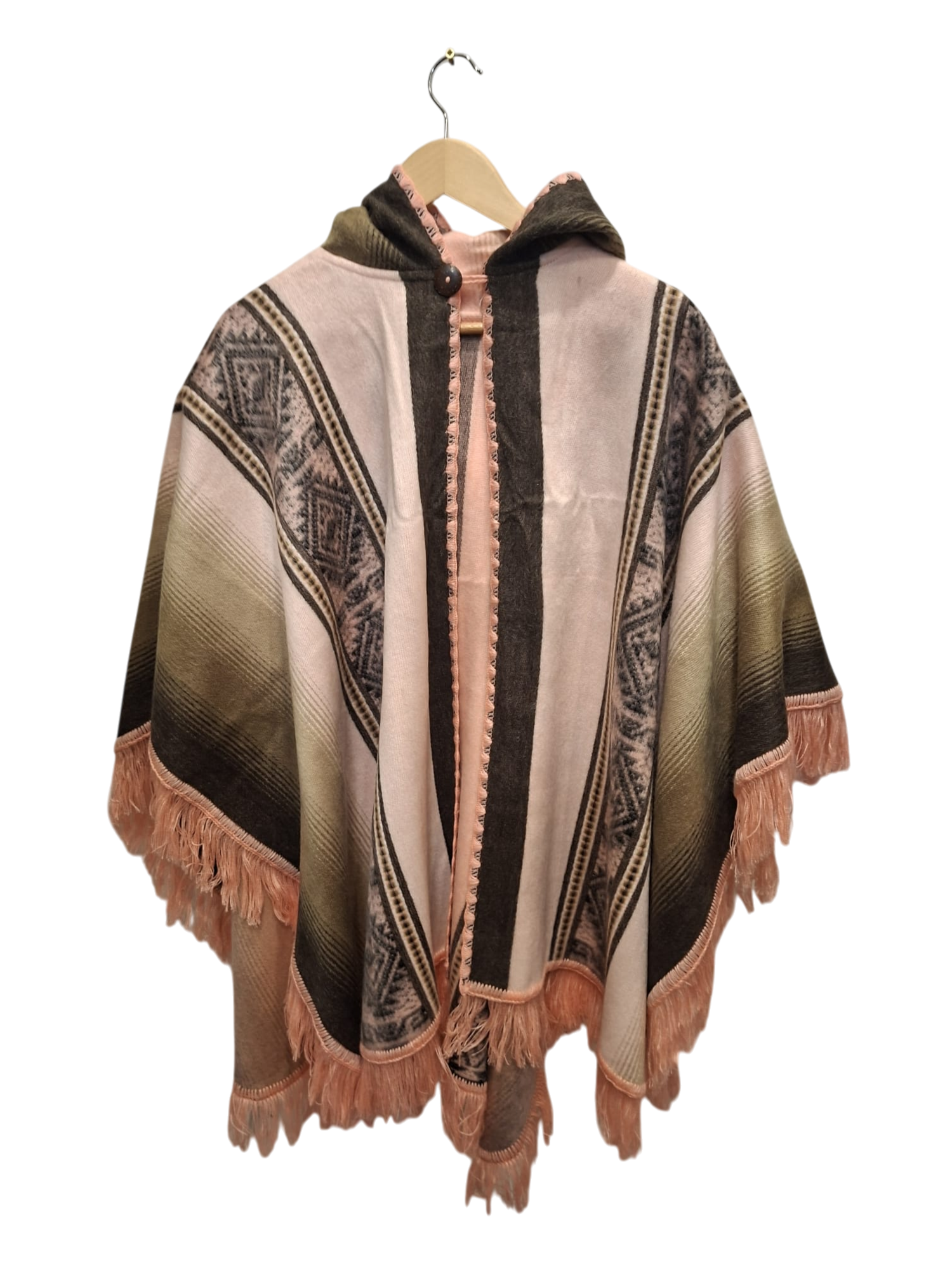 Baby alpaca hood brown white pink