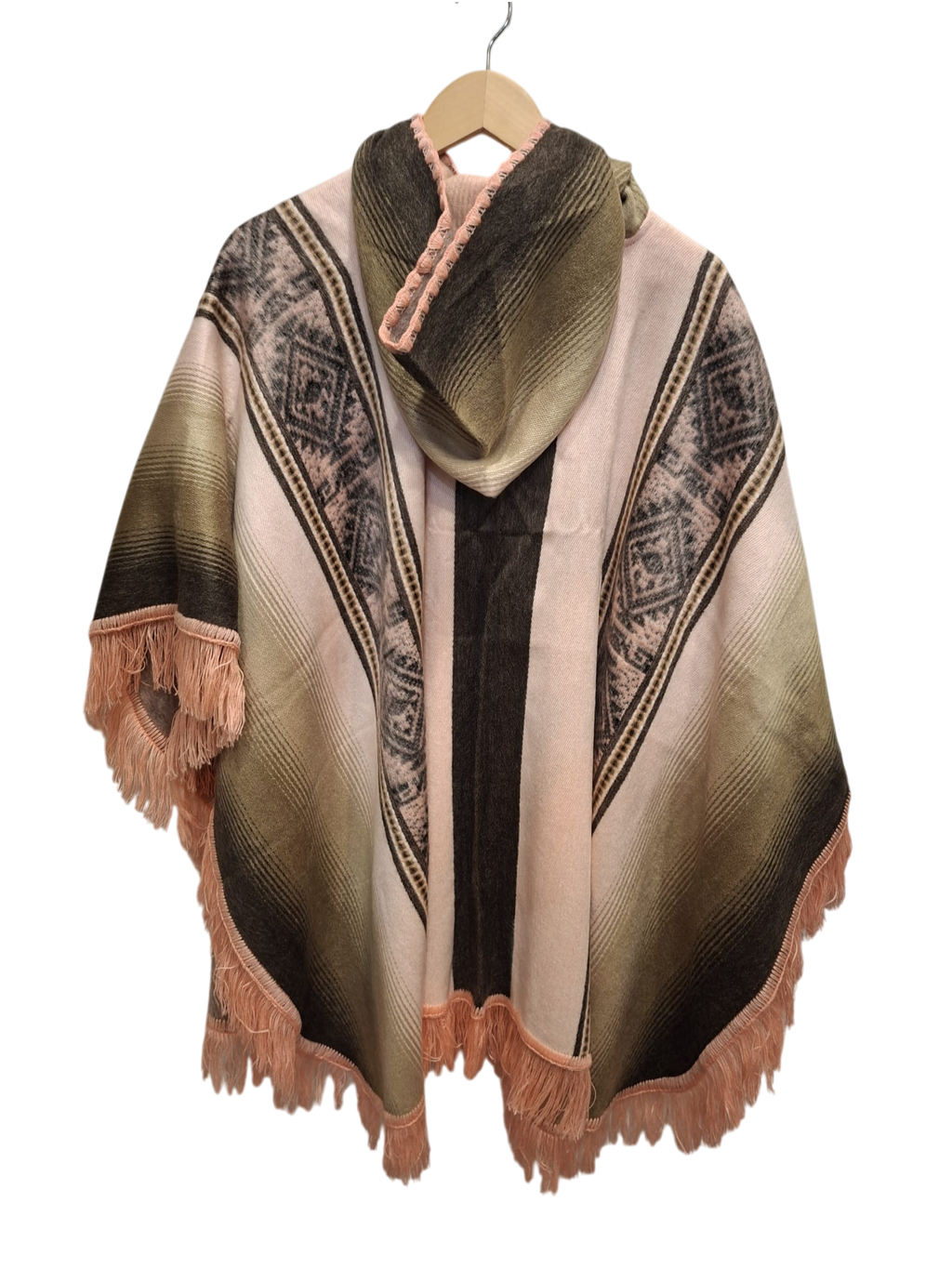 Baby alpaca hood brown white pink