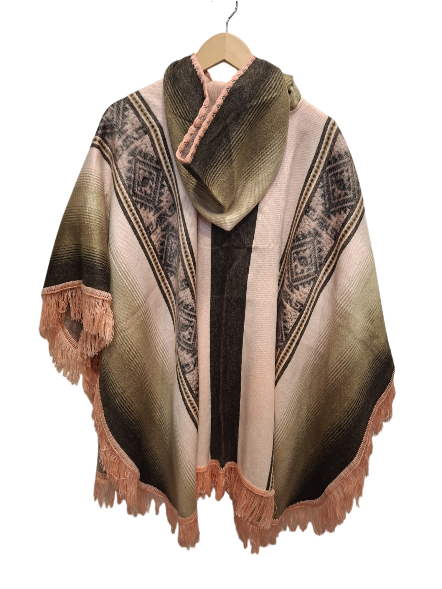 Baby alpaca hood brown white pink