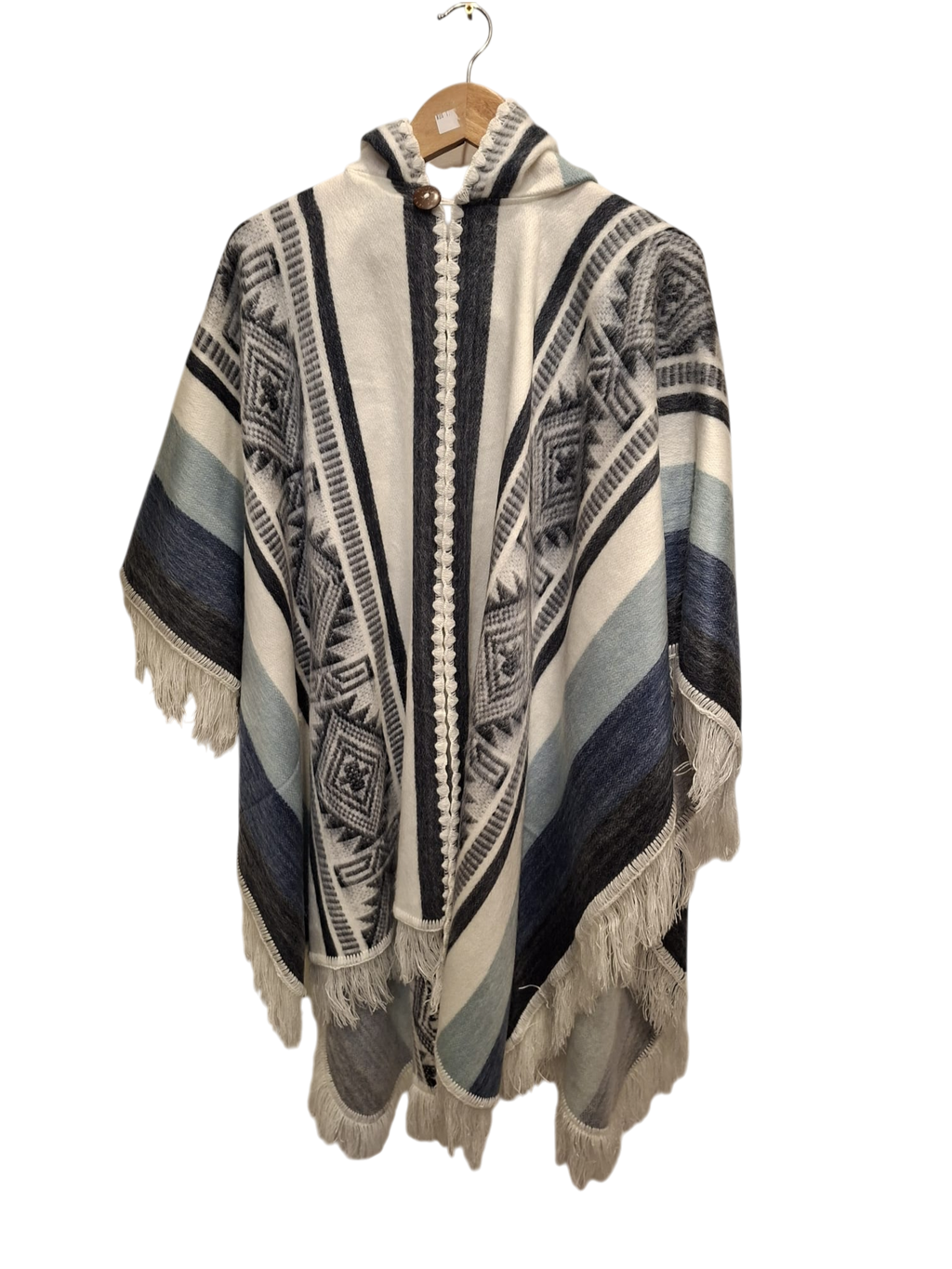 baby alpaca hood black white blue