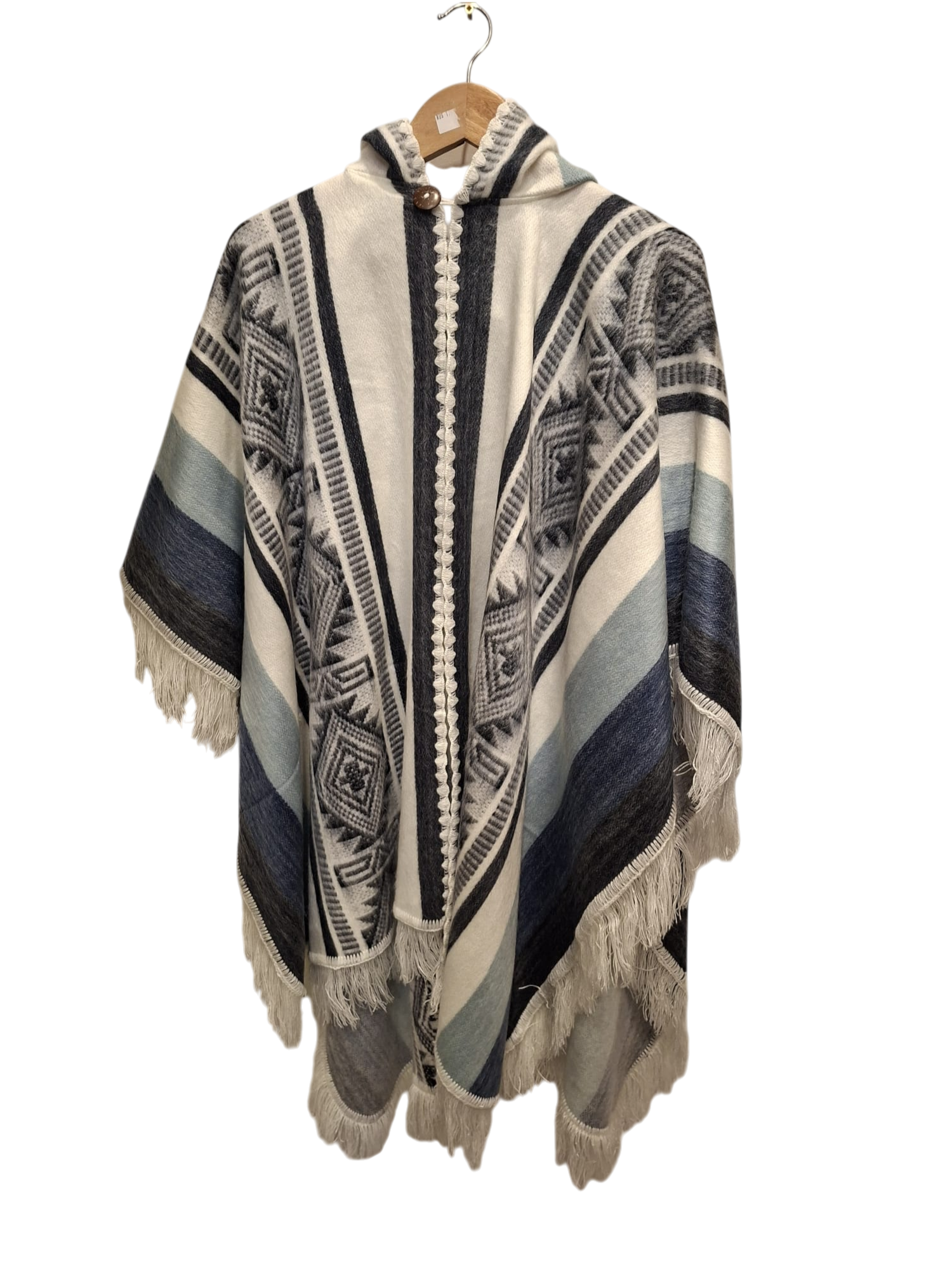 baby alpaca hood black white blue