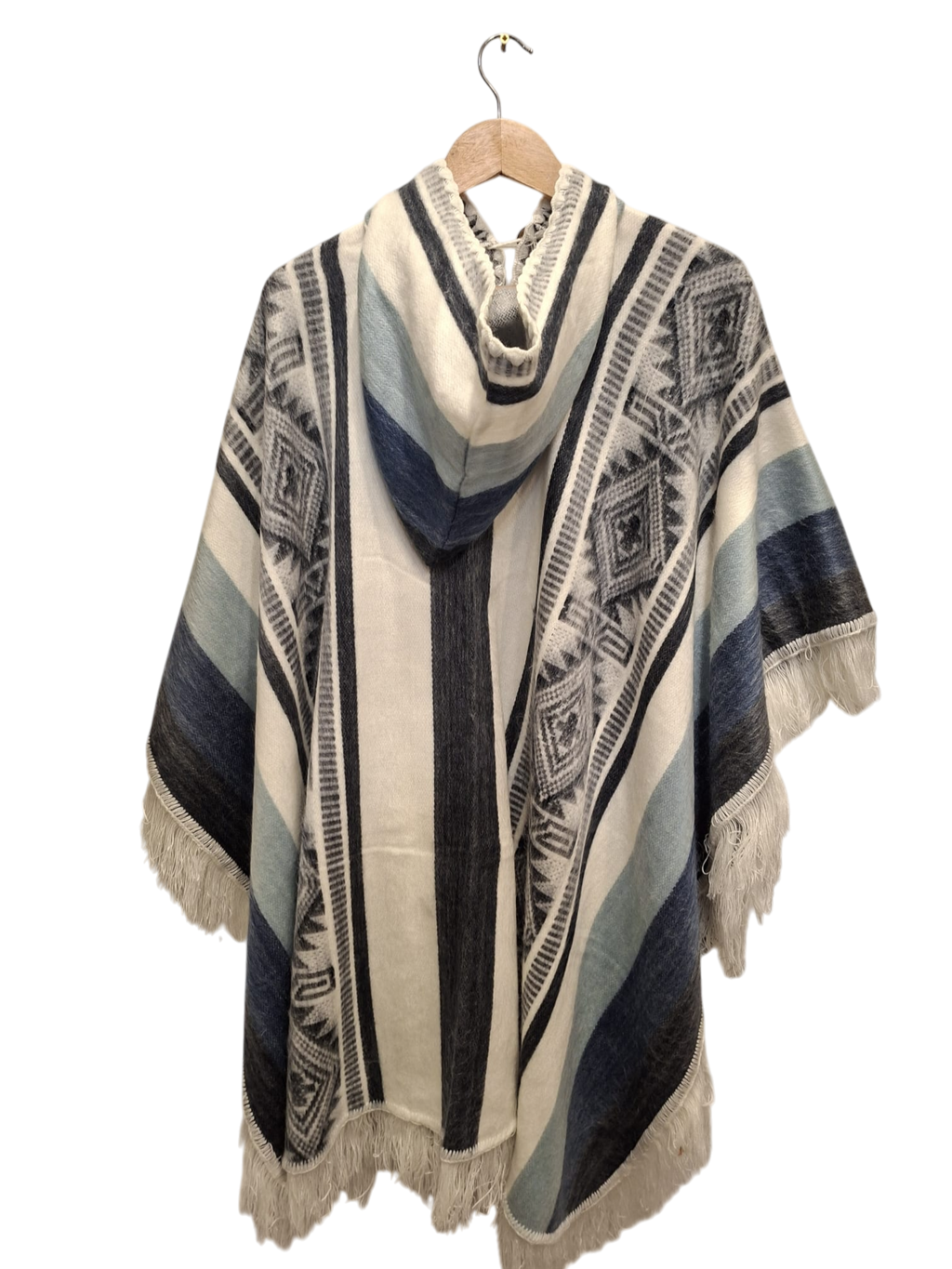 baby alpaca hood black white blue