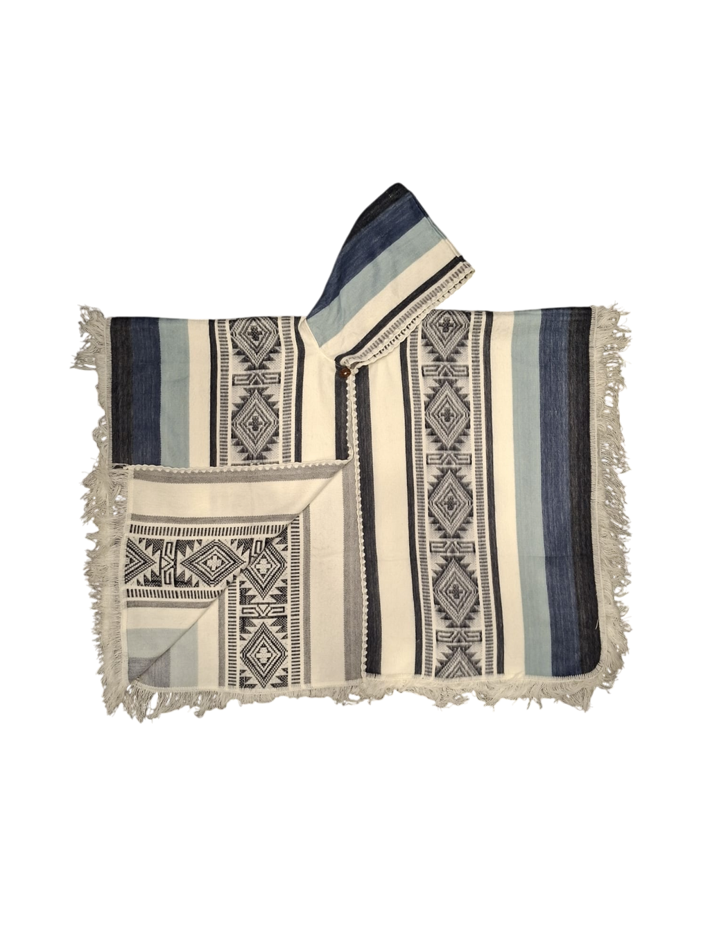 baby alpaca hood black white blue