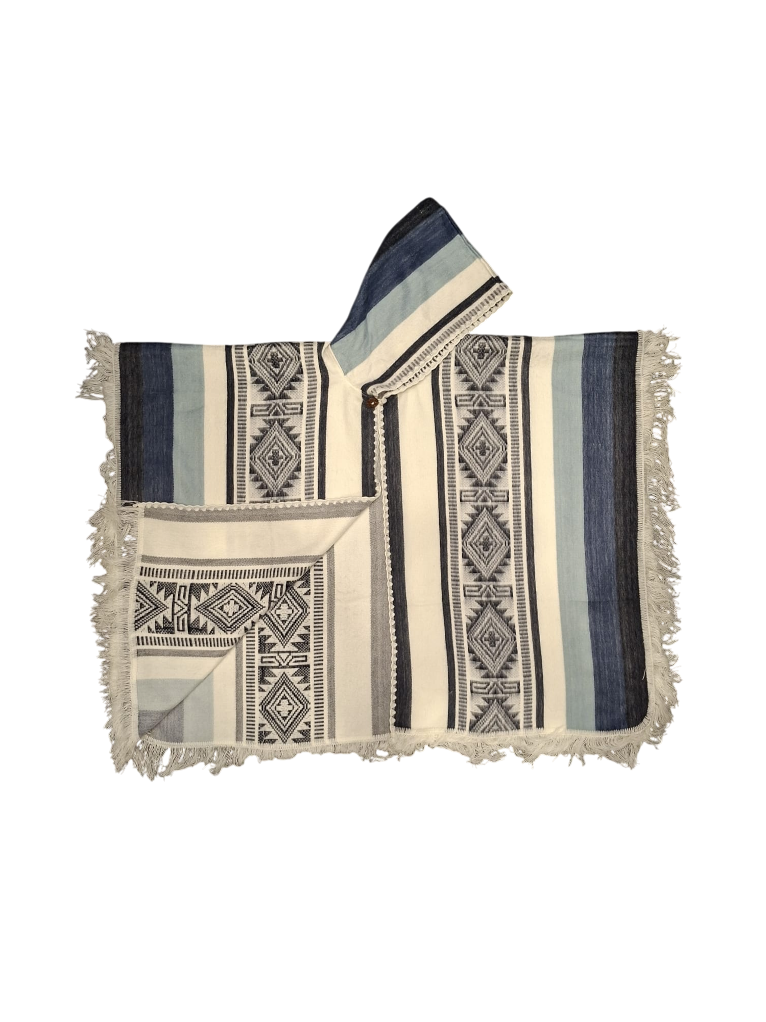 baby alpaca hood black white blue
