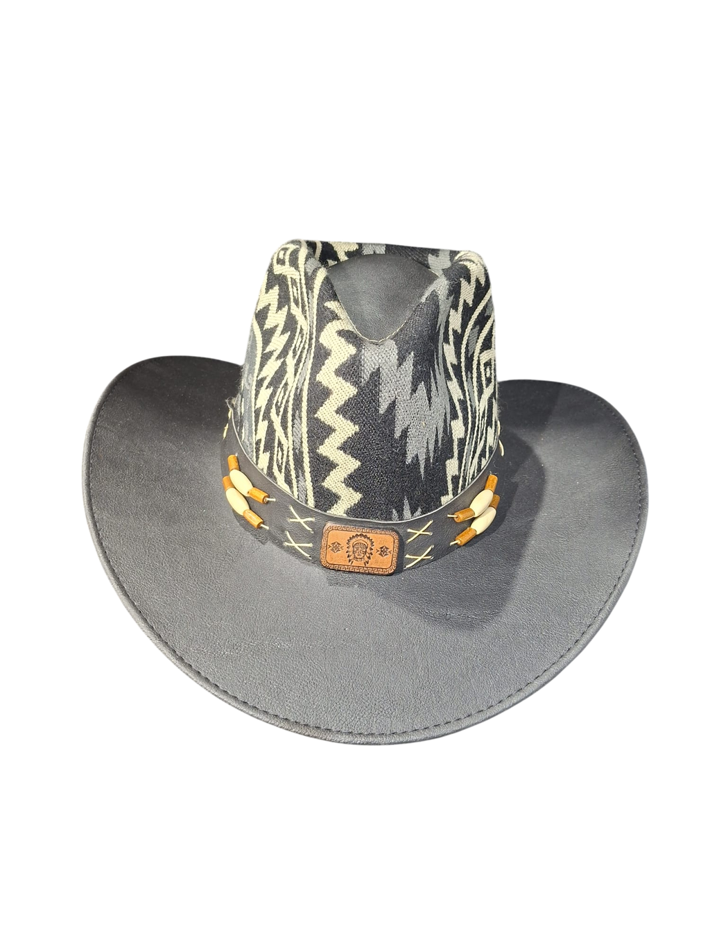 cowboy hat black- yellow lace
