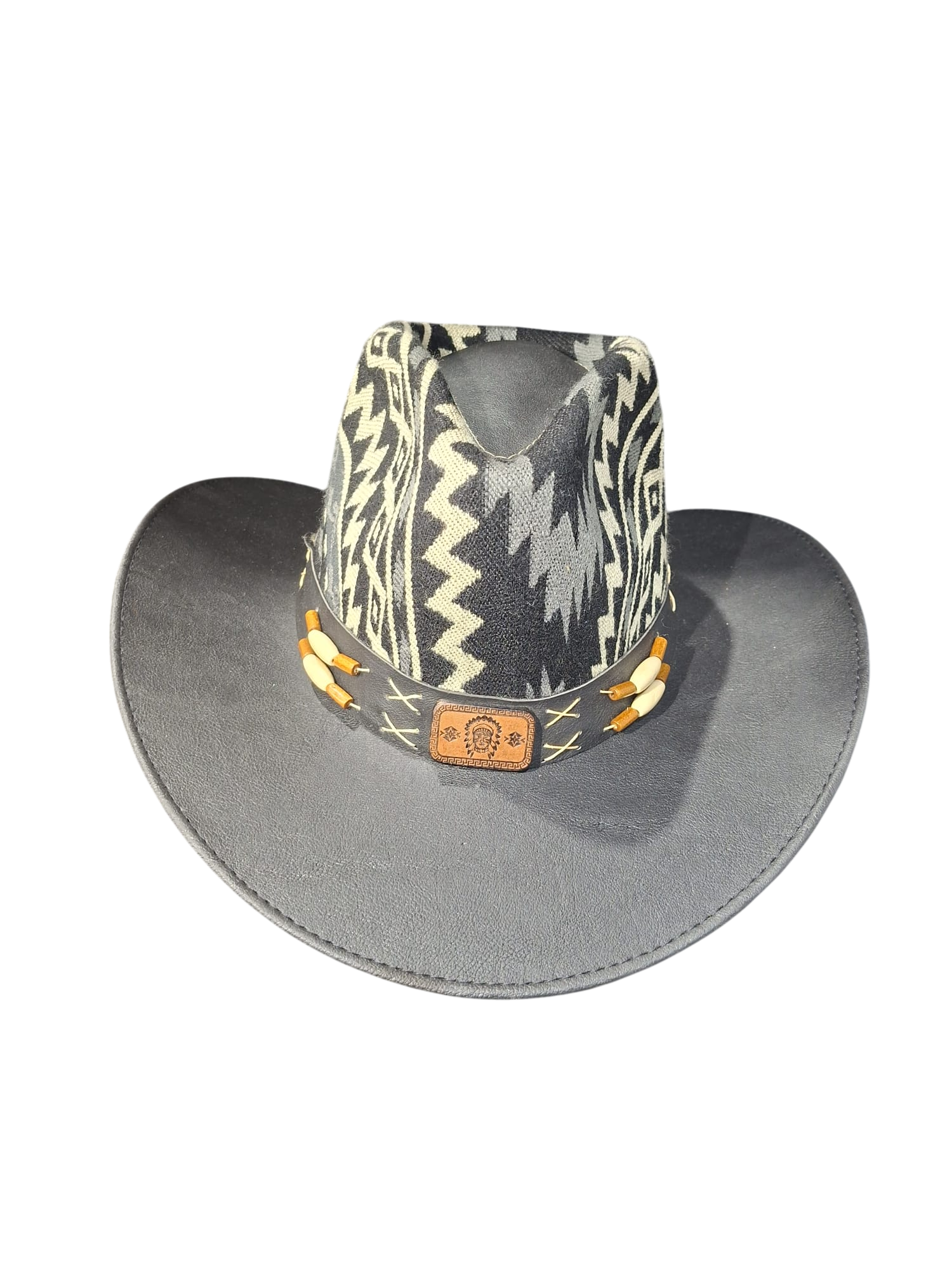 cowboy hat black- yellow lace
