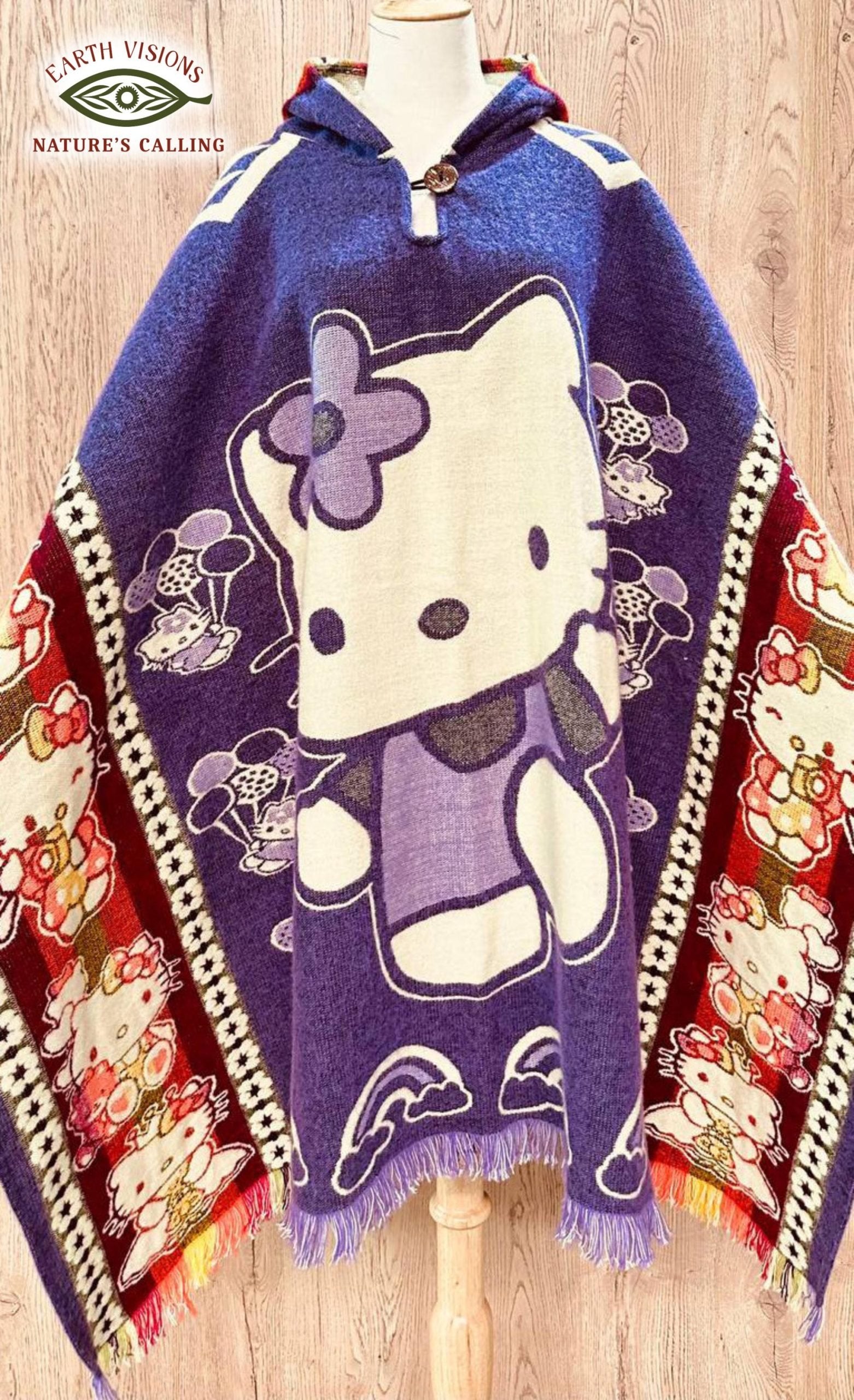 Alpaca Wool Poncho (Hello Kitty)